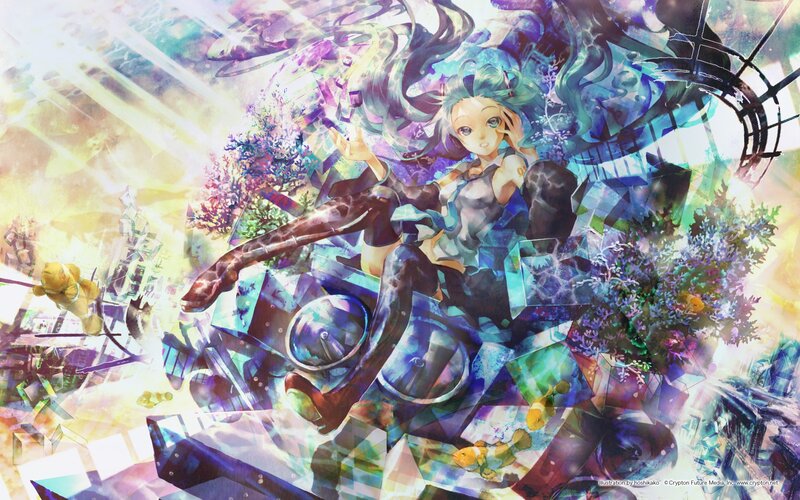 anime girl with glowing crystals