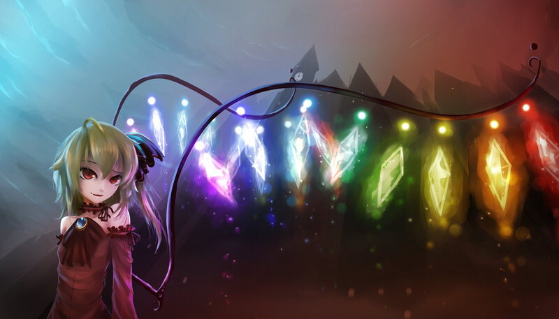 Anime Girl with Glowing Crystals — Purple