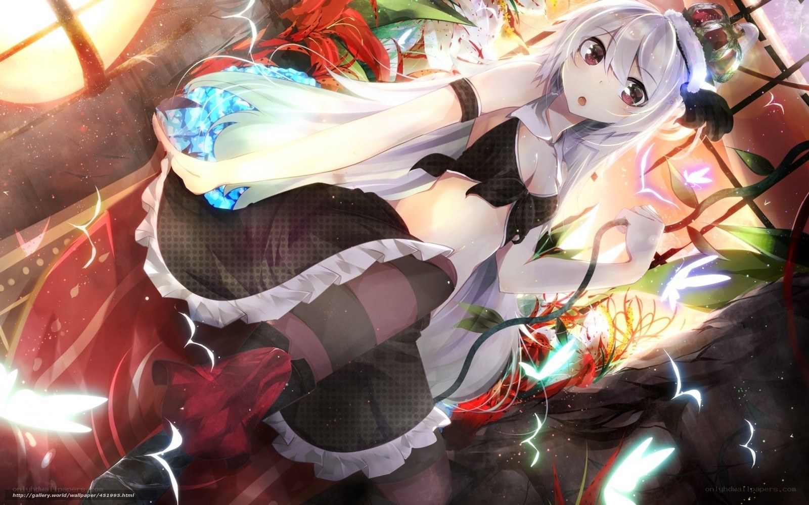 anime girl with glowing crystals