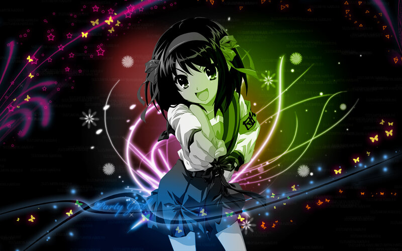 anime girl with glowing effects