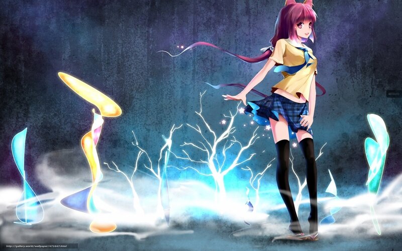 anime girl with glowing effects