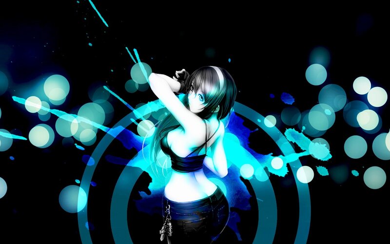 Anime Girl with Glowing Effects — Blue, Dynamic