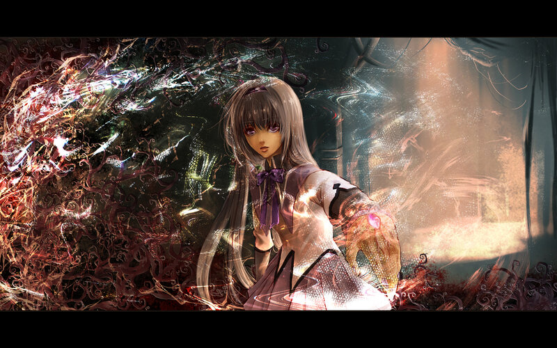 anime girl with glowing energy