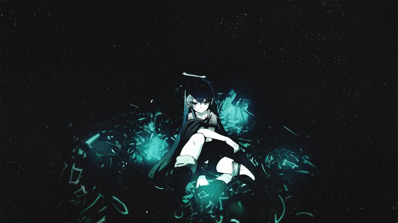 Anime Girl with Glowing Energy — Black, Dramatic