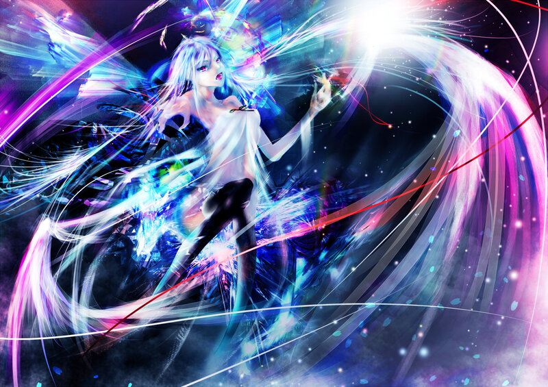 Anime Girl with Glowing Energy — Blue, Dramatic