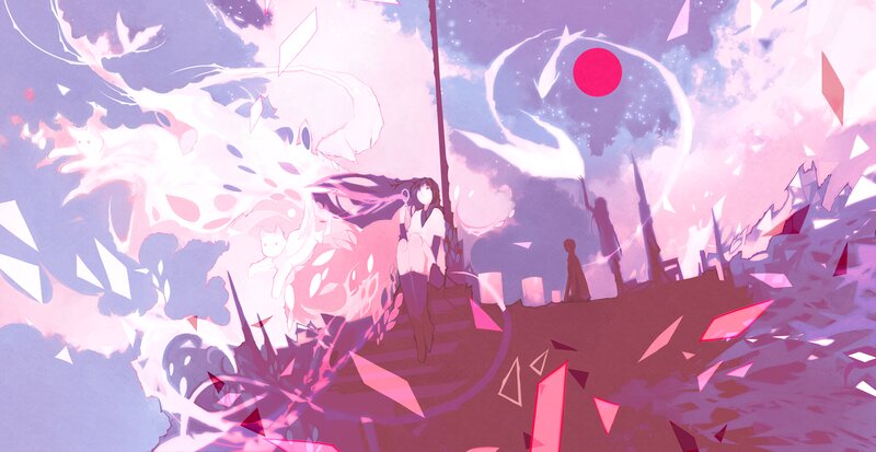 Anime Girl with Glowing Entity — Pink