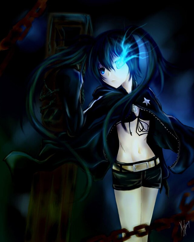 anime girl with glowing eye