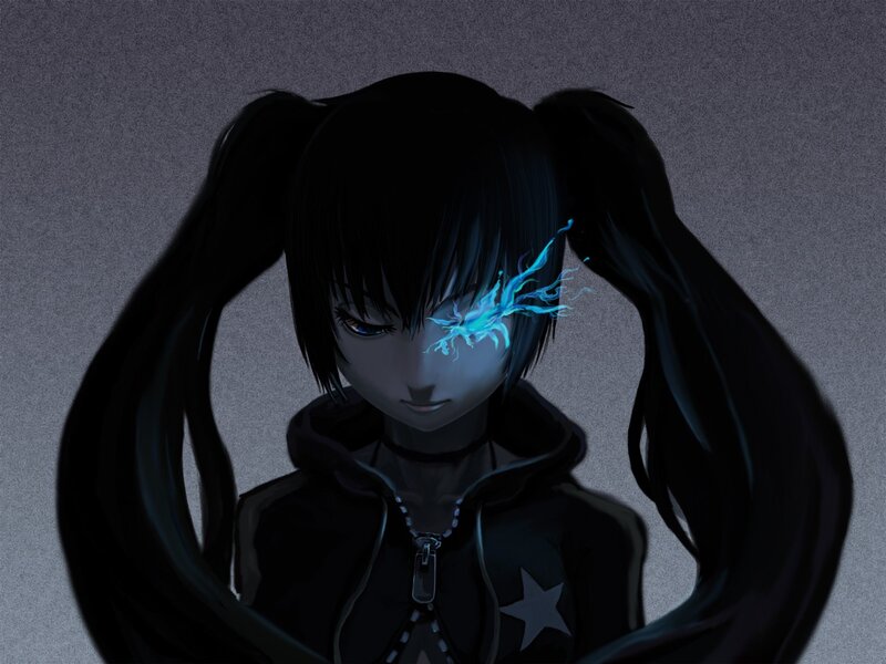 Anime Girl with Glowing Eye — Black, Dark
