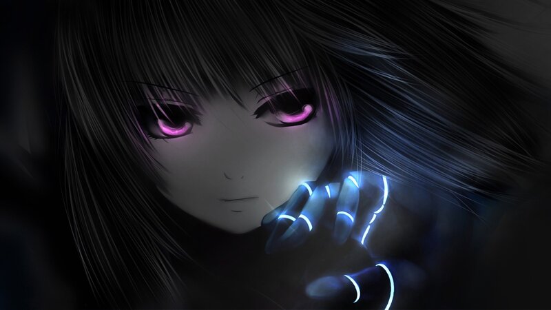 anime girl with glowing eyes