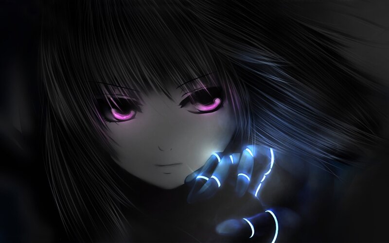 anime girl with glowing eyes