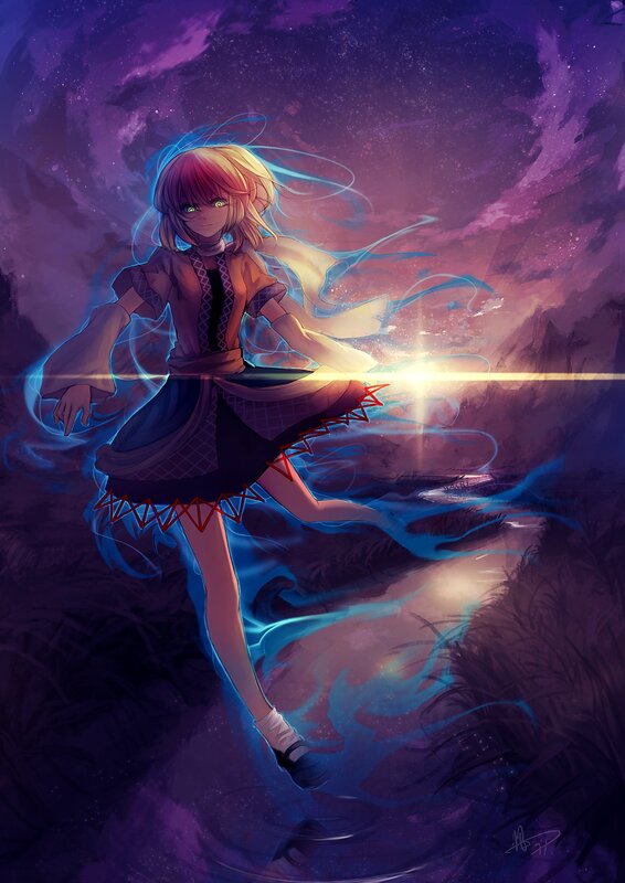 anime girl with glowing eyes
