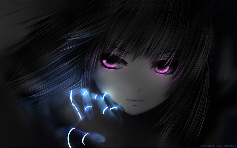 anime girl with glowing eyes