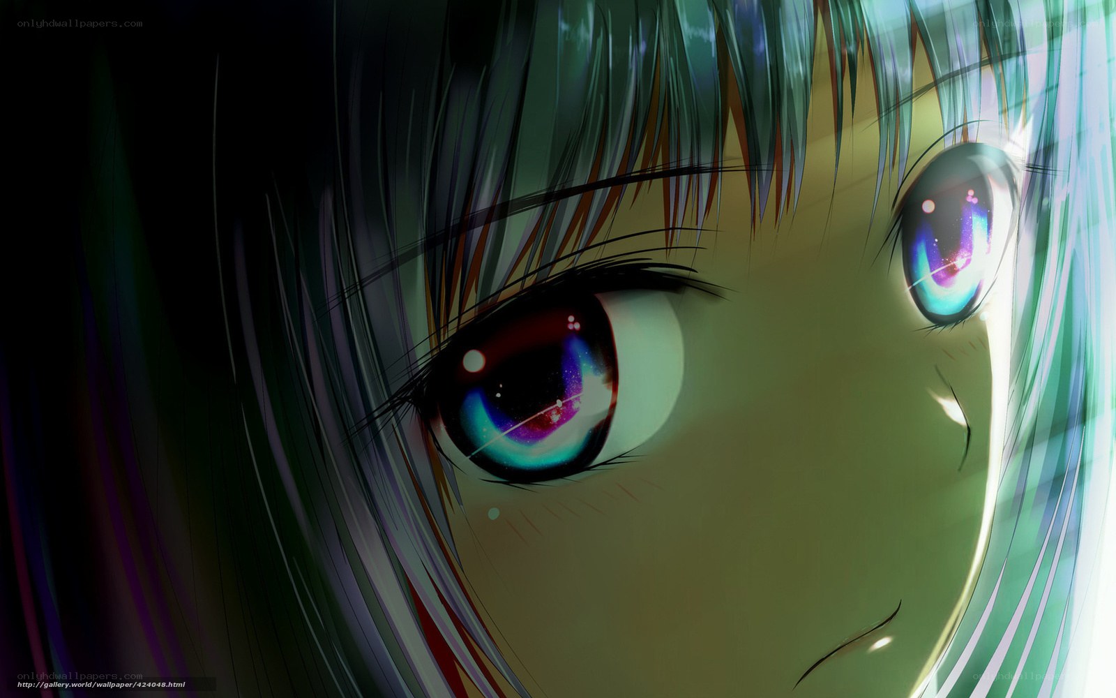 anime girl with glowing eyes