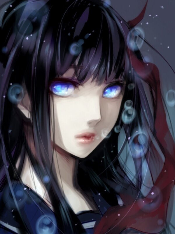 anime girl with glowing eyes