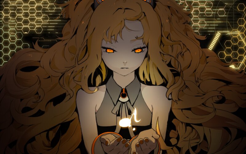 anime girl with glowing eyes