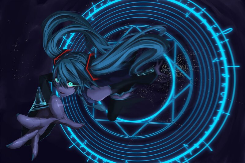 anime girl with glowing eyes