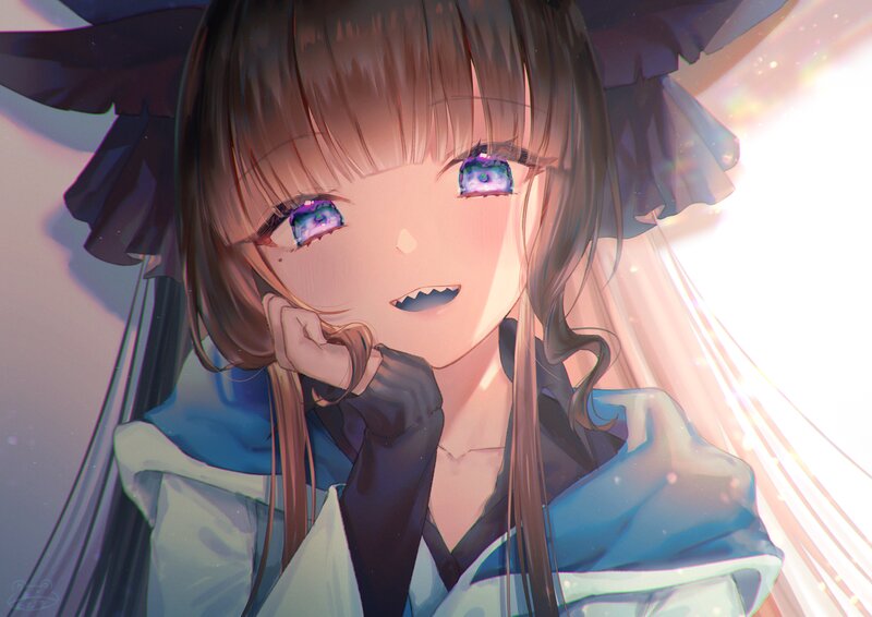 Anime Girl with Glowing Eyes — Blue, Dramatic, Digital Art, Glowing Eyes
