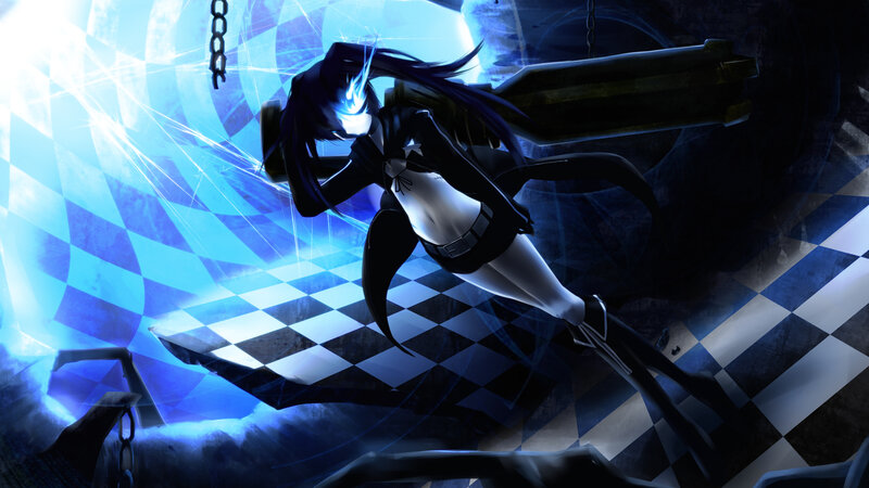 Anime Girl with Glowing Eyes — Blue, Dramatic, Night