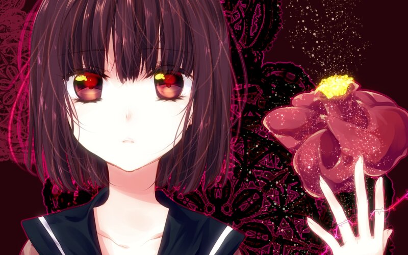 Anime Girl with Glowing Eyes — Purple, Dramatic, Night, Digital Art