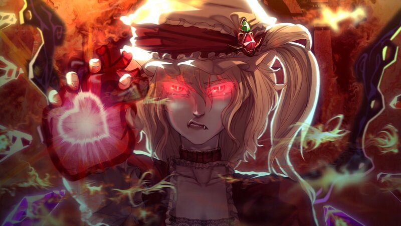 Anime Girl with Glowing Eyes — Red, Dramatic, Intense