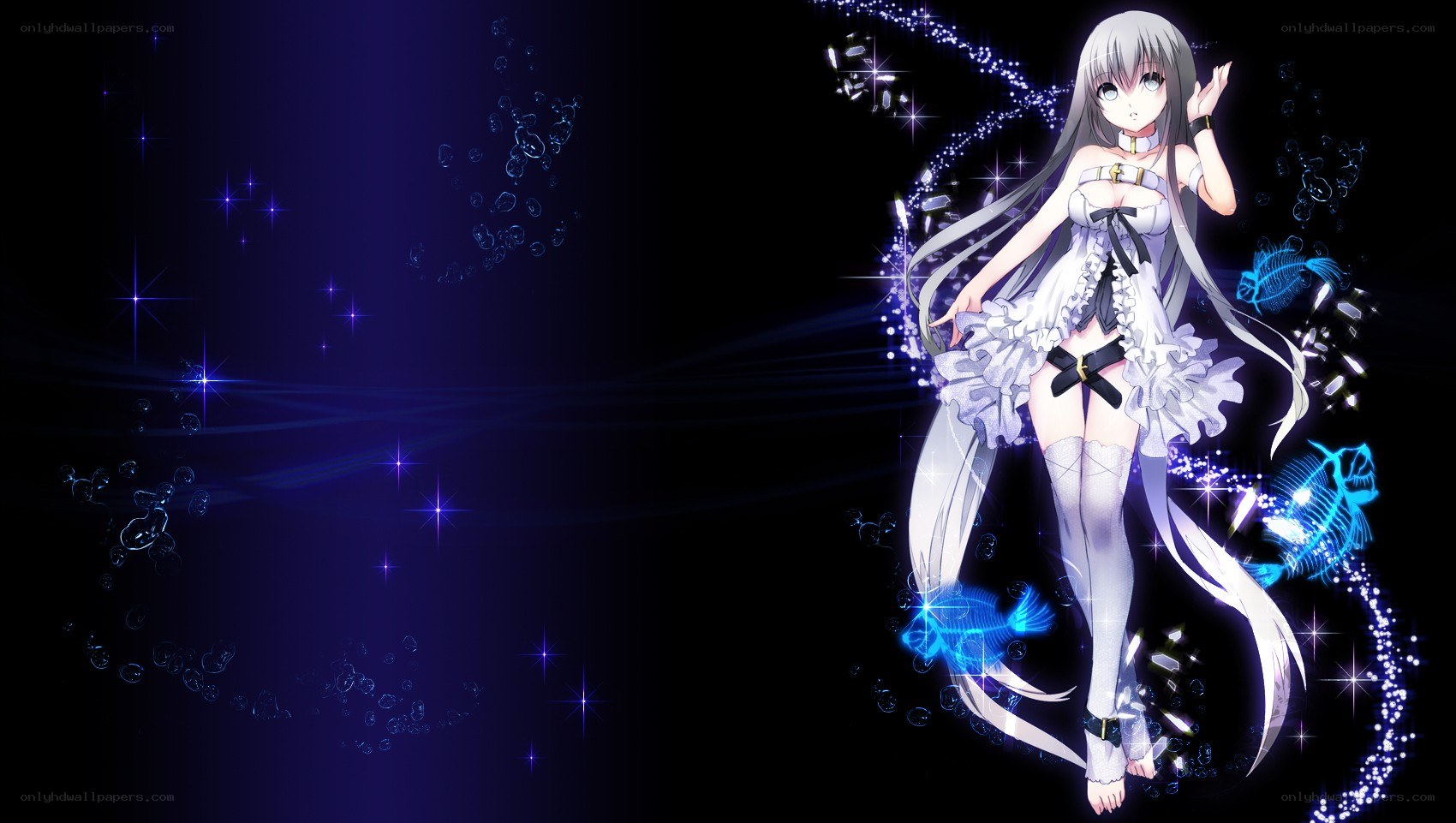 anime girl with glowing fish