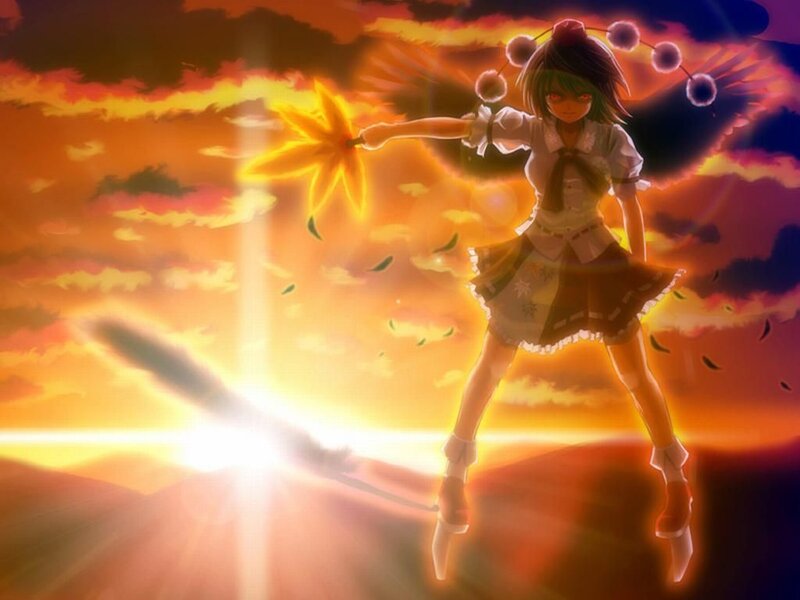 Anime girl with glowing flower
