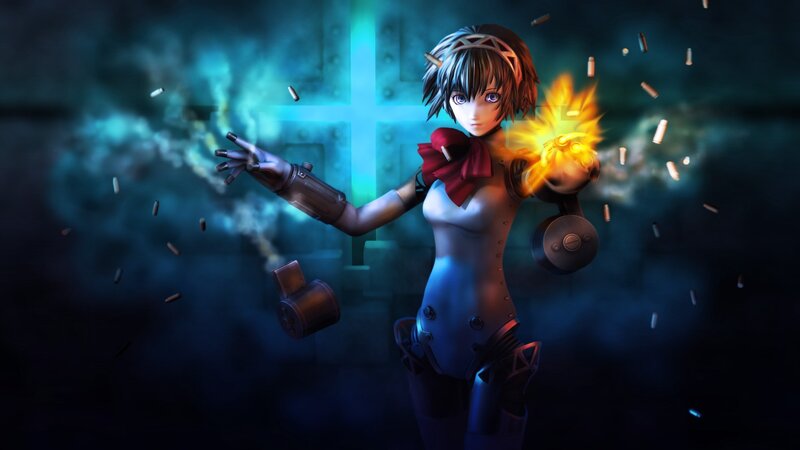 anime girl with glowing hand