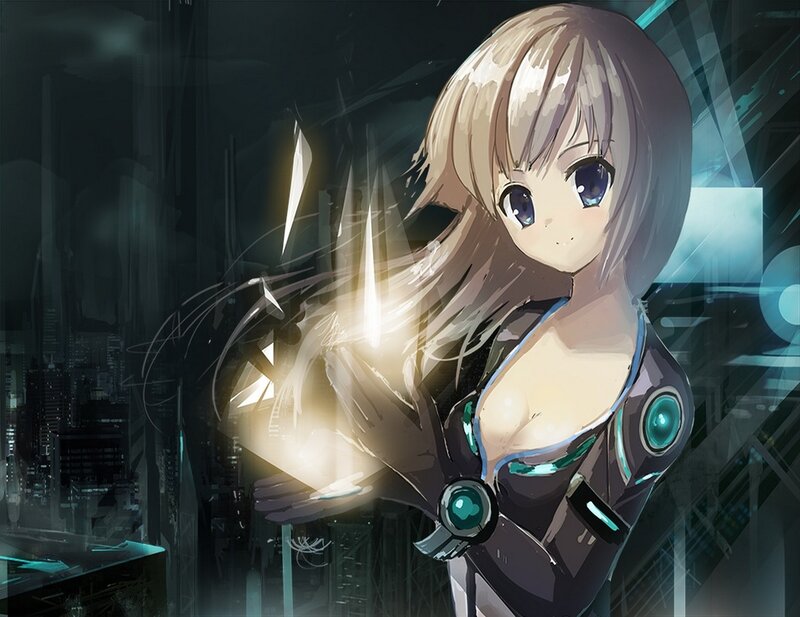 Anime Girl with Glowing Hand — Black