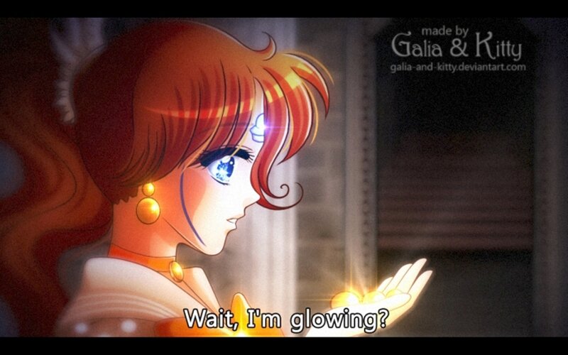 Anime Girl with Glowing Hand — Orange