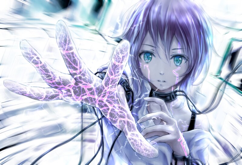 Anime Girl with Glowing Hand — Purple, Dramatic