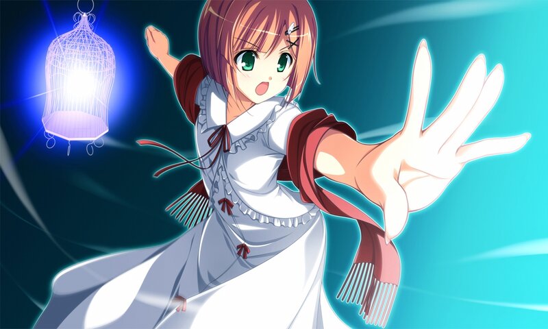 Anime Girl with Glowing Hand — White