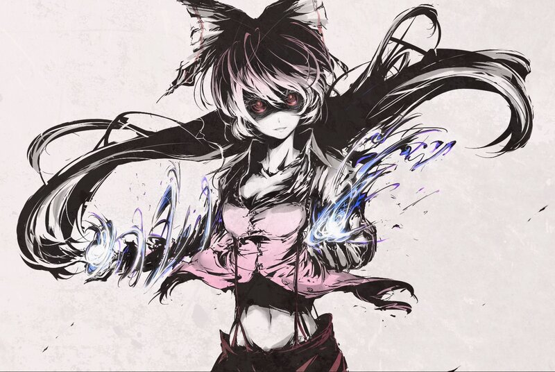 anime girl with glowing hands