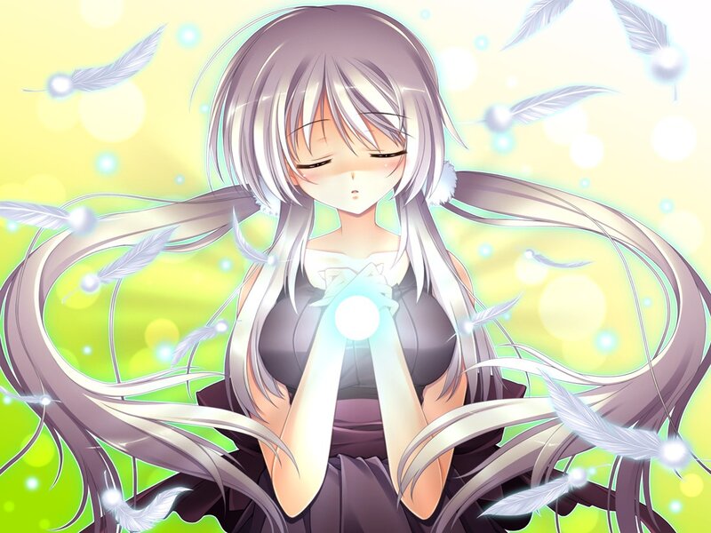 anime girl with glowing hands