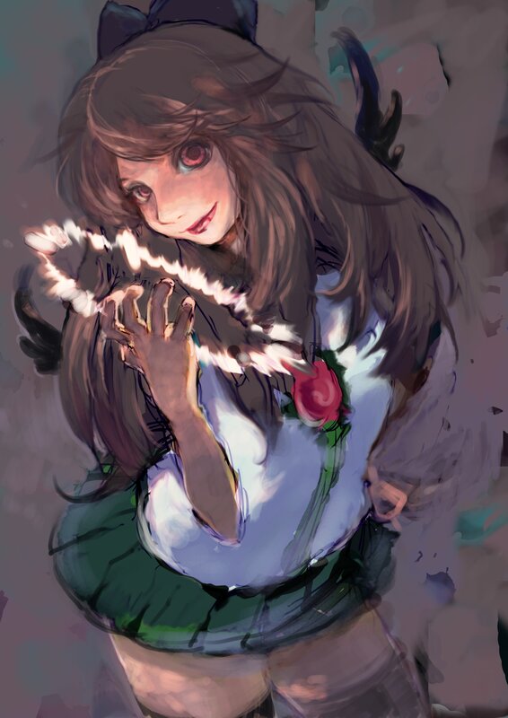 anime girl with glowing hands