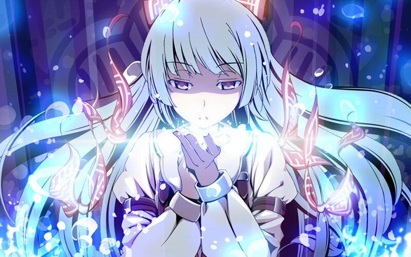 anime girl with glowing hands