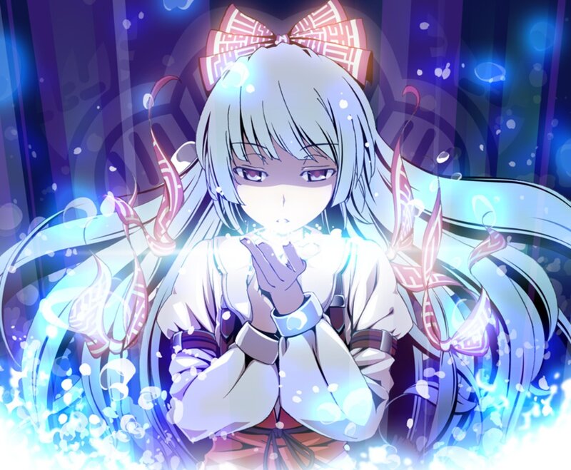 Anime Girl with Glowing Hands — Blue, Dramatic