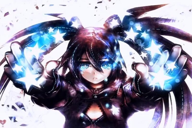 Anime Girl with Glowing Hands — Blue