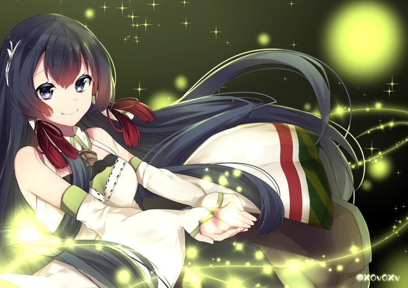 Anime Girl with Glowing Hands — Green