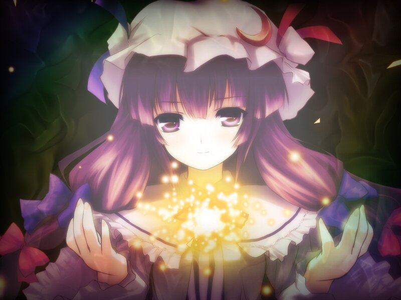 Anime Girl with Glowing Hands — Purple