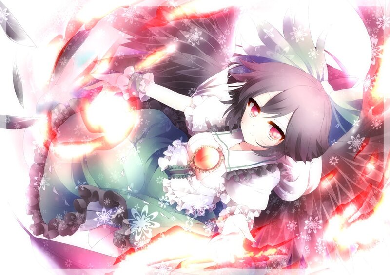 Anime Girl with Glowing Hands — White, Dramatic