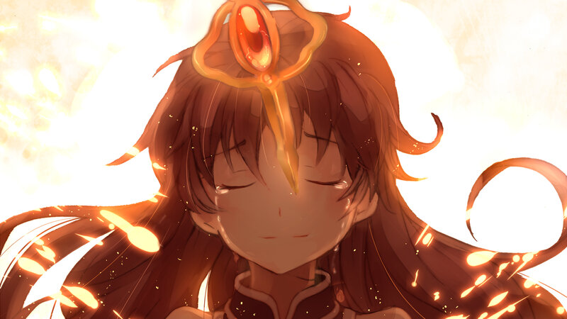 anime girl with glowing headpiece