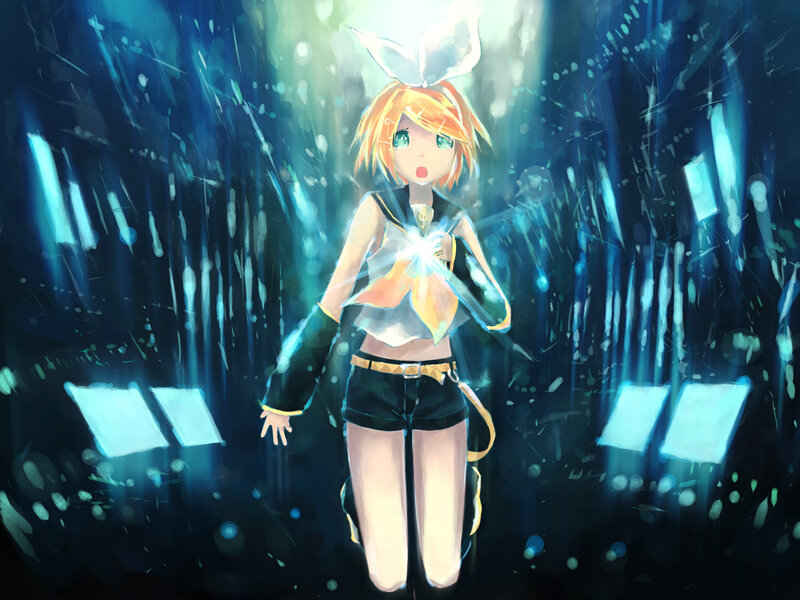 Anime Girl with Glowing Heart — Blue