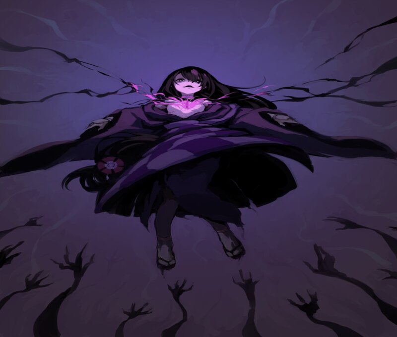 Anime Girl with Glowing Heart — Purple