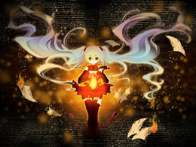 Anime Girl with Glowing Heart — Red
