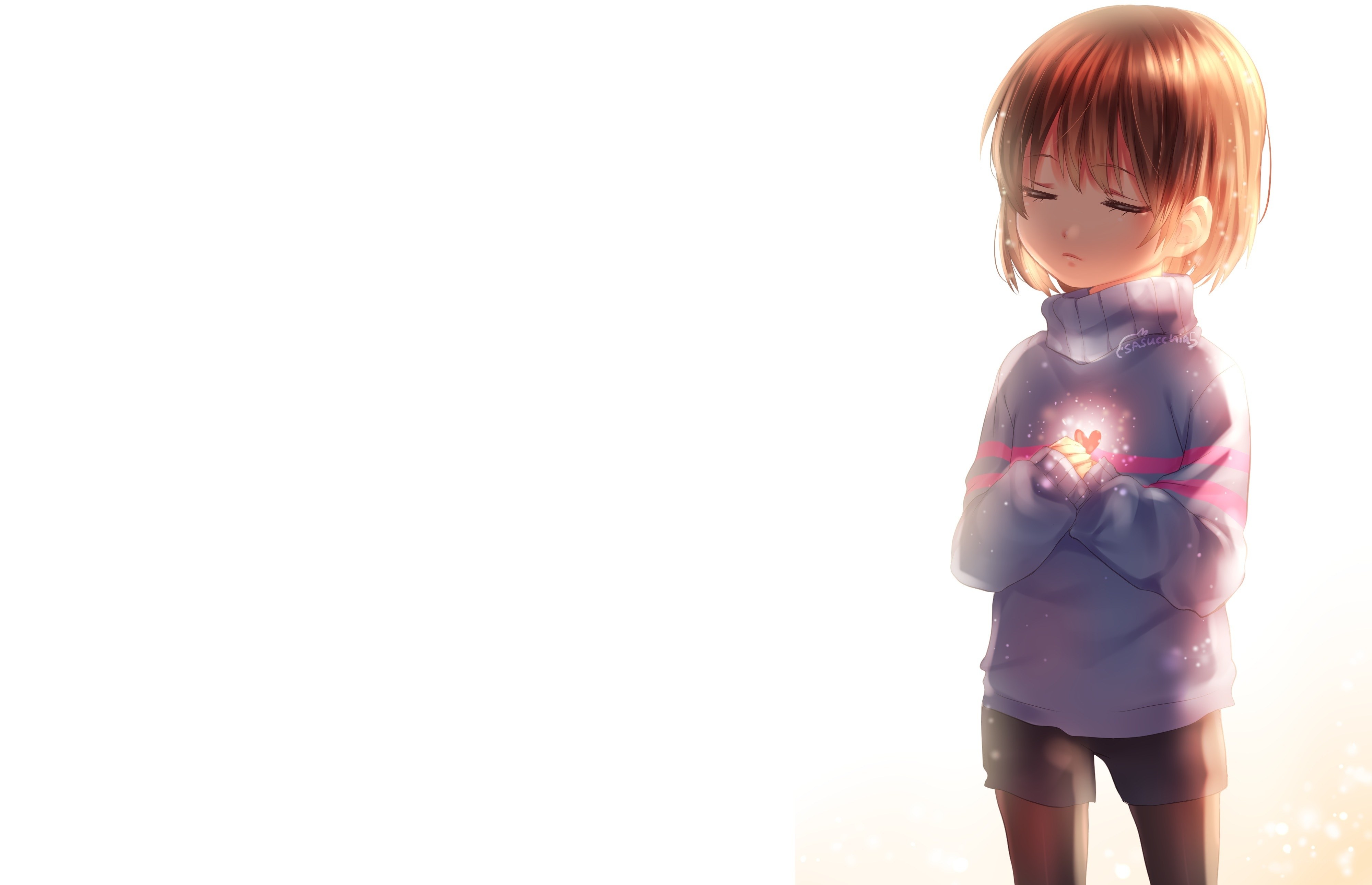 anime girl with glowing heart