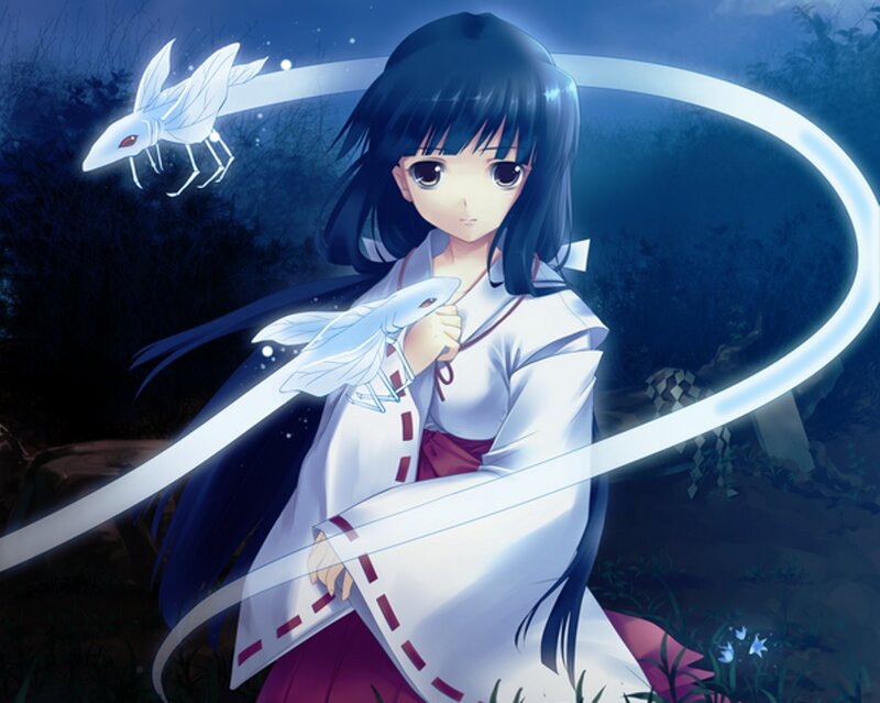 Anime Girl with Glowing Insects — Blue