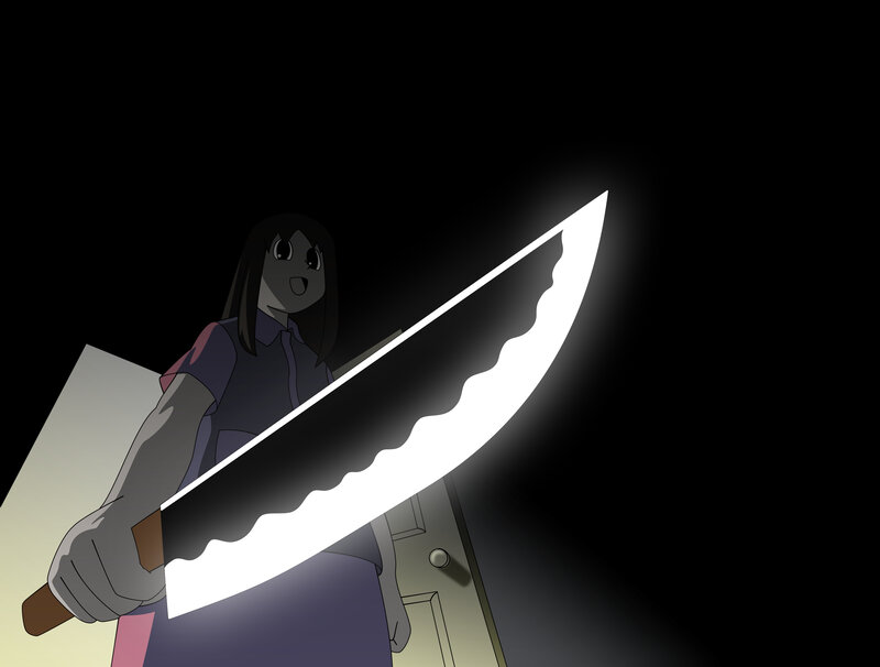 anime girl with glowing knife