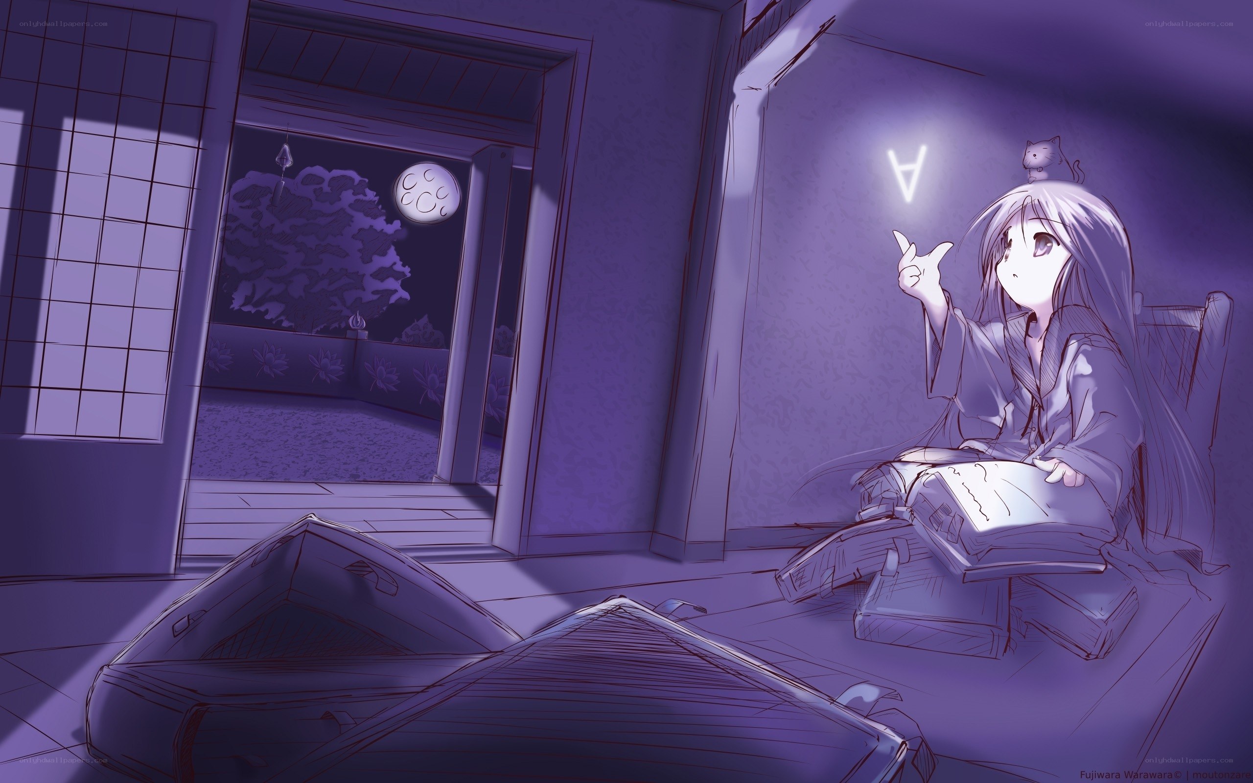 Anime girl with glowing letter