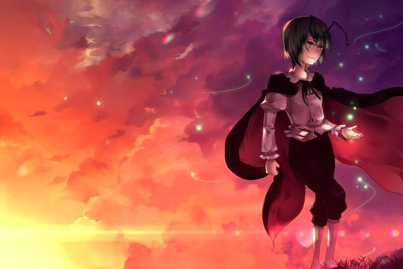 anime girl with glowing lights