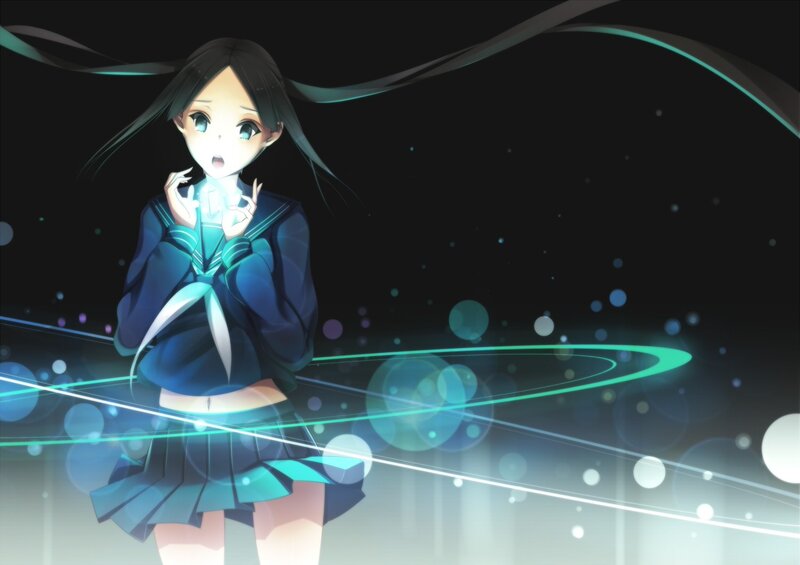 anime girl with glowing lights